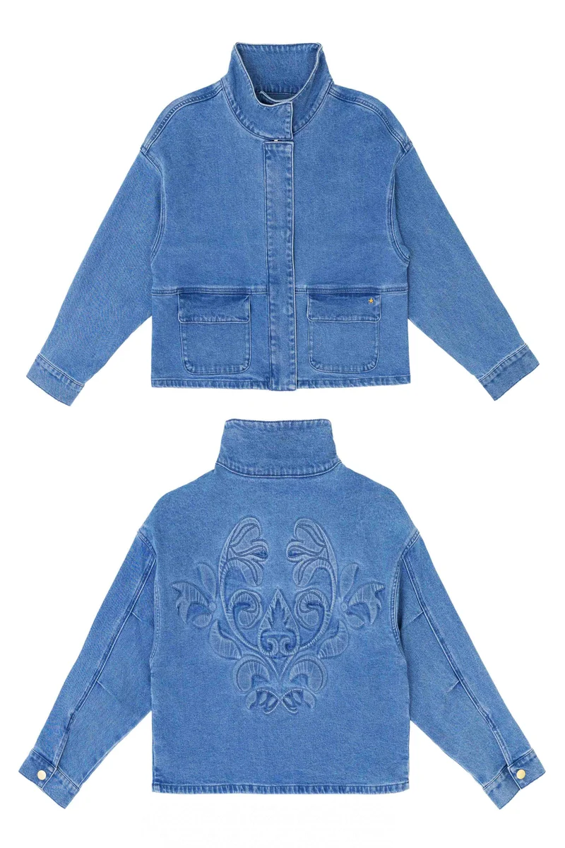 Velmo - Veste en jean brodée