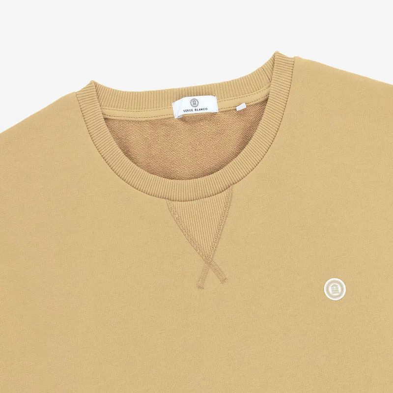 Sweat col rond Stanley en coton molletonné beige