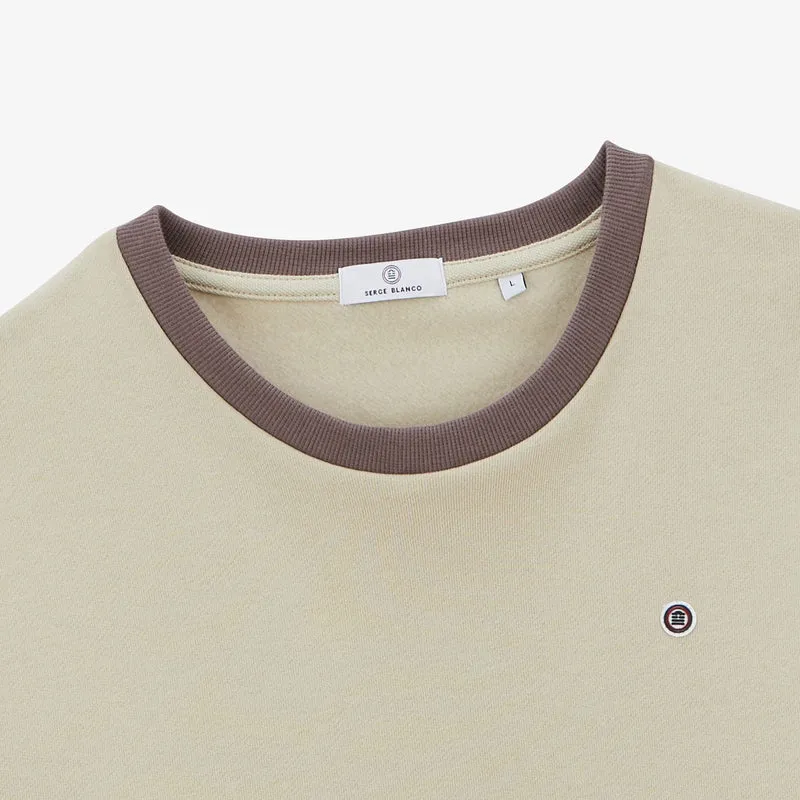 Sweat col rond tricolore ciment