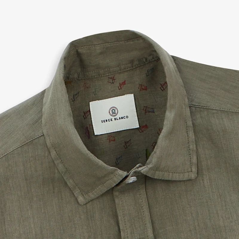Chemise Charles en lin vert militaire