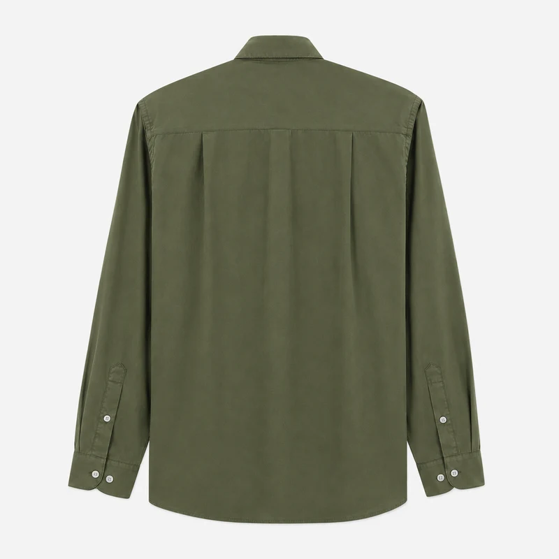 Chemise popeline confort manches longues vert militaire