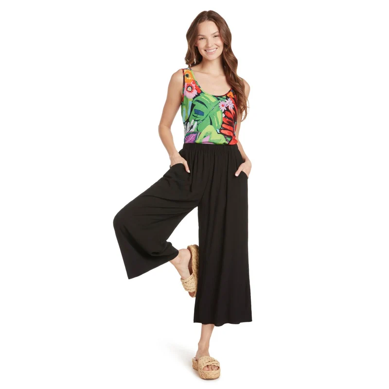Pantalon large court uni - Noir