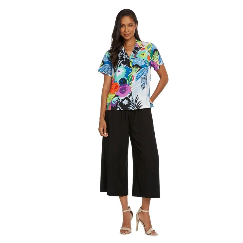 Pantalon large court uni - Noir