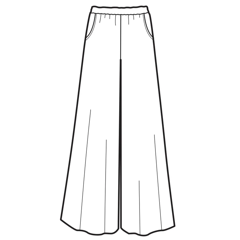 Pantalon large court uni - Noir