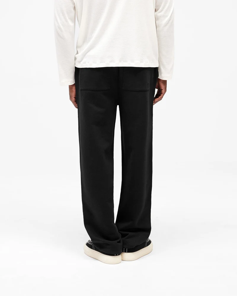 Initial Wide Leg Cuffed Sweatpant - Jet Black