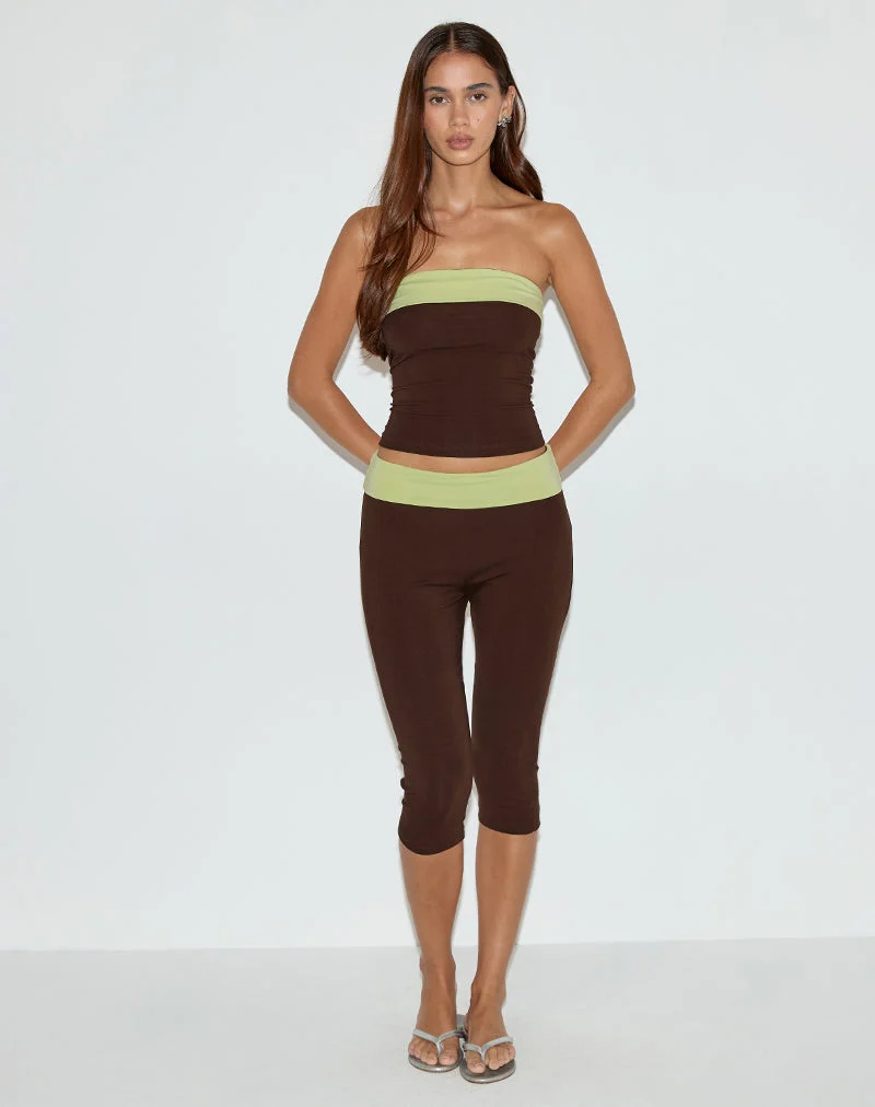 Vivah Fold-over Capri en brun chocolat avec reliure pistache