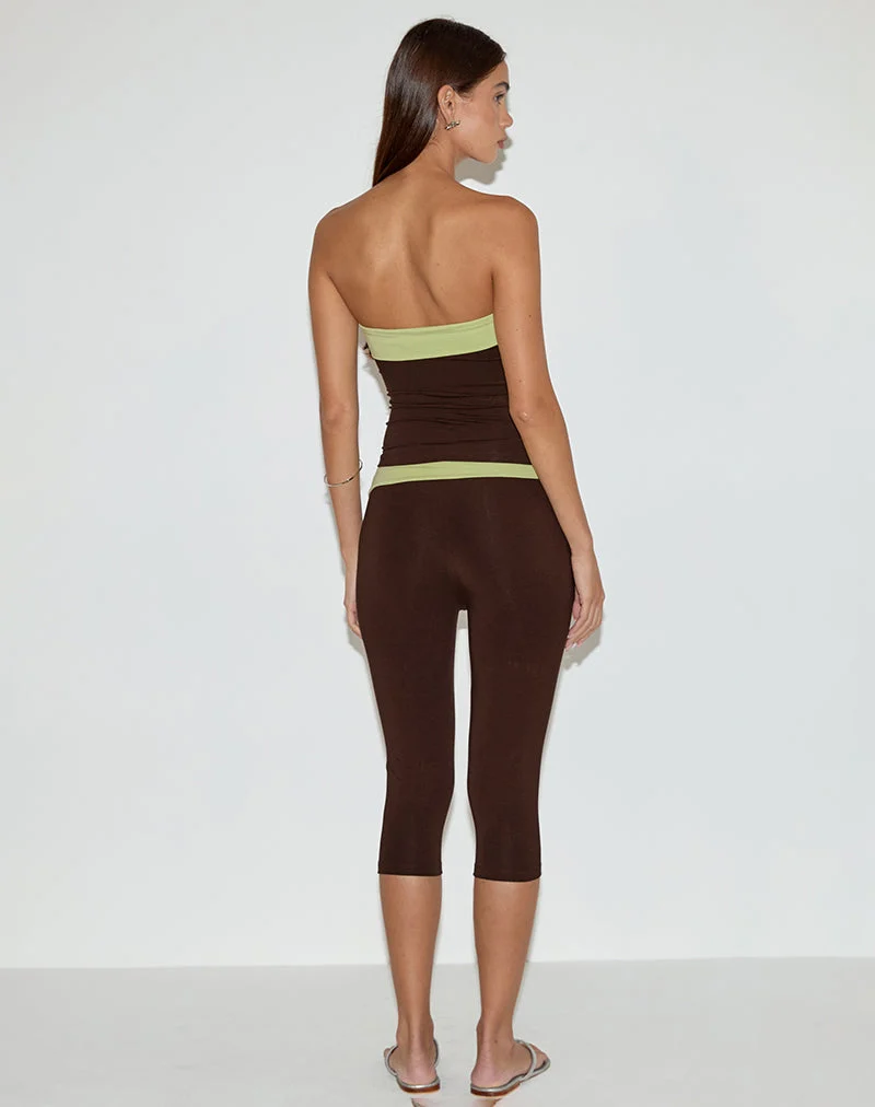 Vivah Fold-over Capri en brun chocolat avec reliure pistache