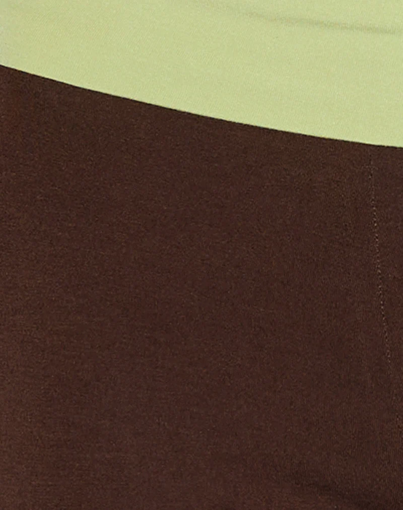 Vivah Fold-over Capri en brun chocolat avec reliure pistache