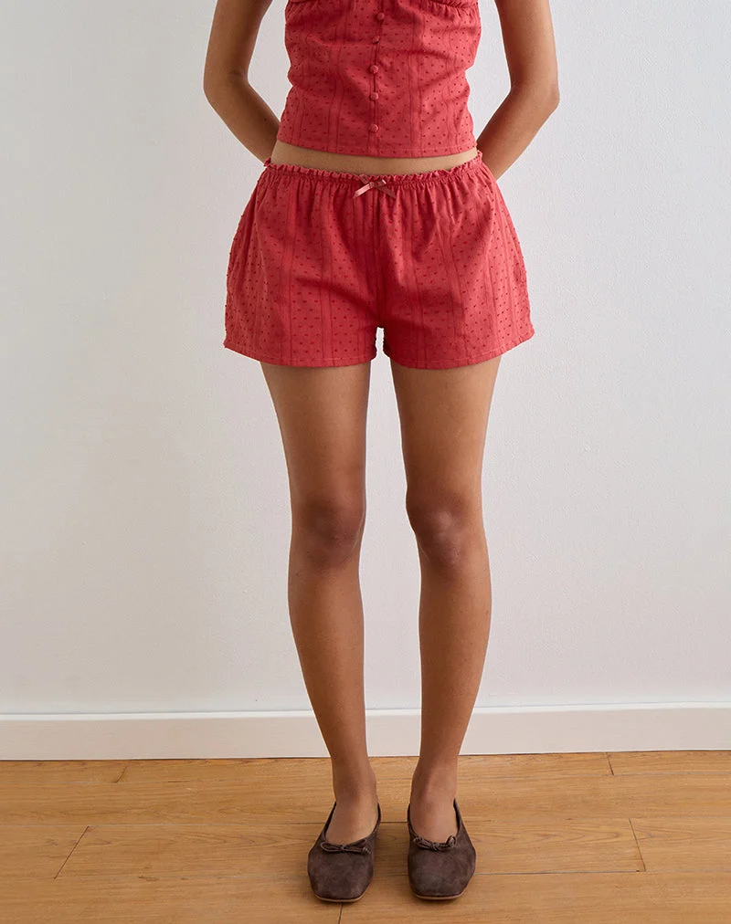 Short Sumi en coton Dobby rouge