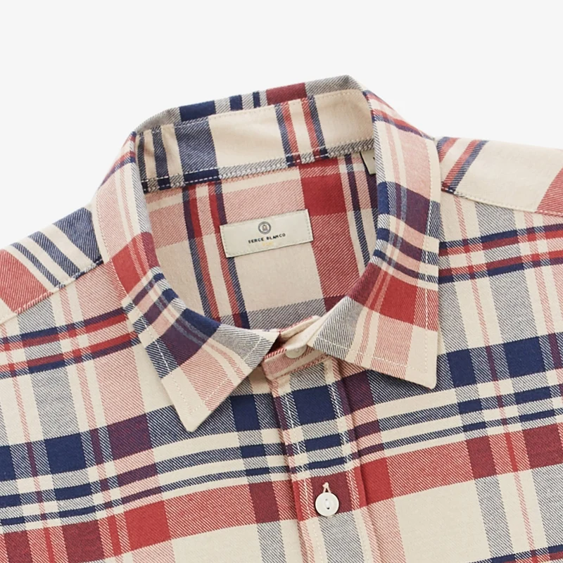 Chemise manches longues tissage twill à carreaux Charles rouge merlot SBPLAY