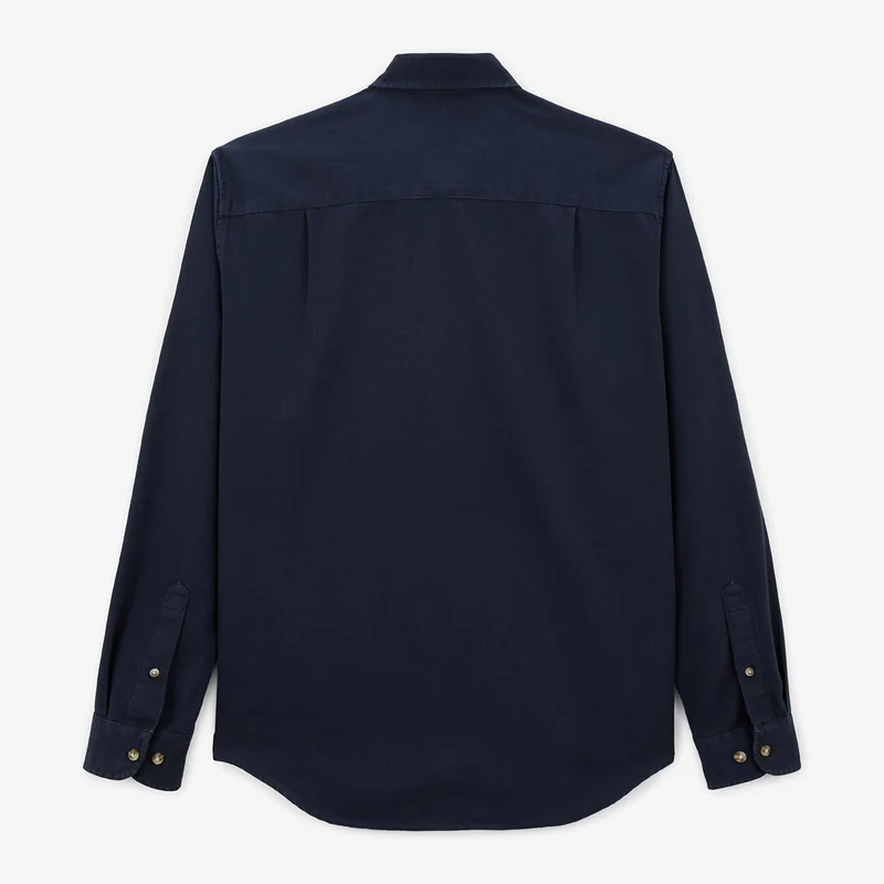Chemise manches longues en coton twill unie bleu dark navy Charles
