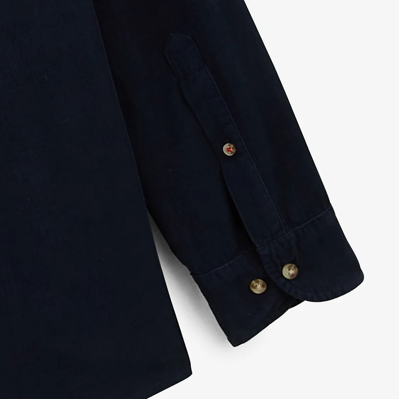 Chemise manches longues en coton twill unie bleu dark navy Charles