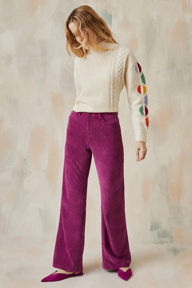 Pantalon Idéaliste en velours Camélia