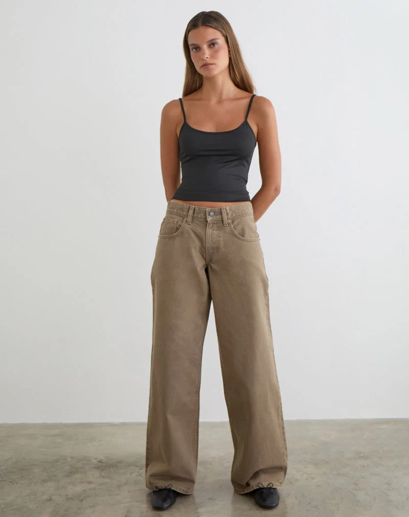 Jean ample taille basse couleur bronze