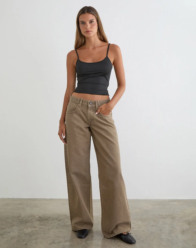 Jean ample taille basse couleur bronze