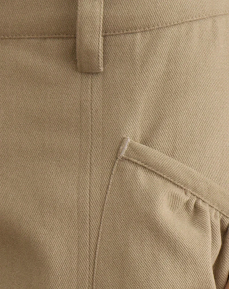 Pantalon cargo capri Iria en sergé kaki