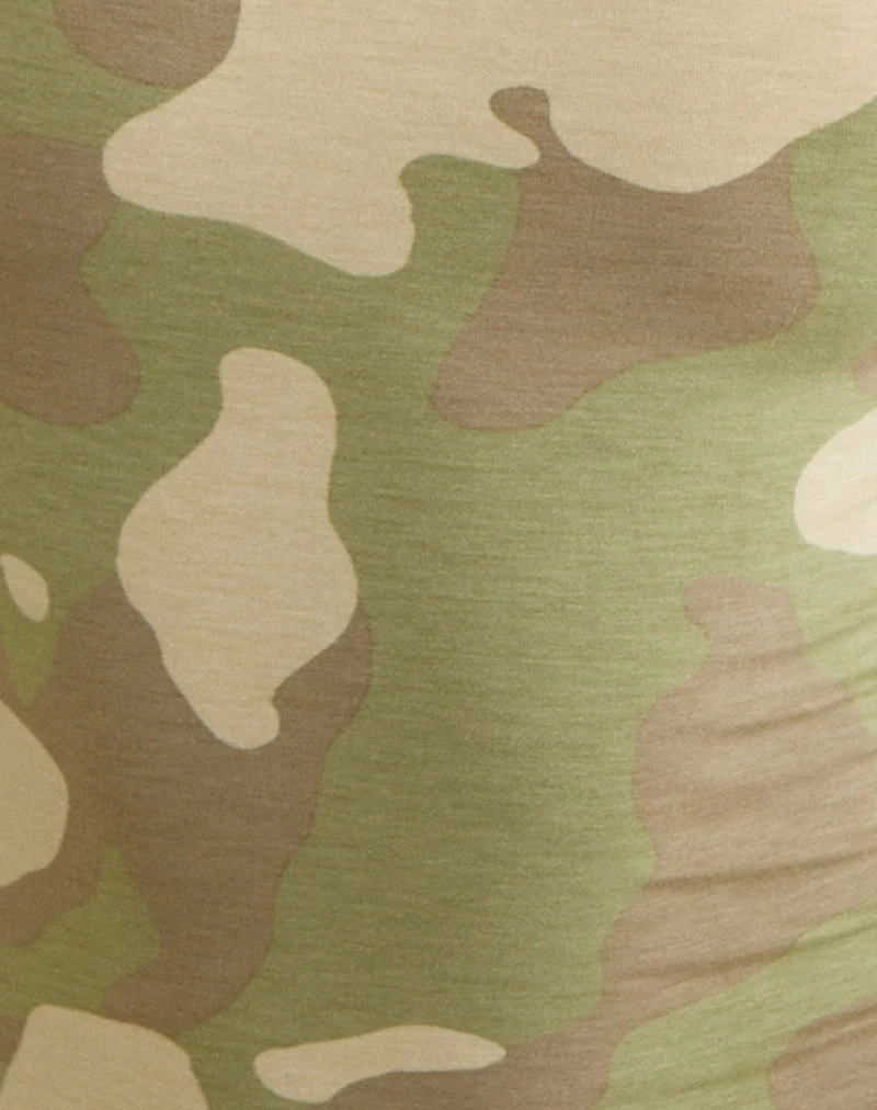 Haut Solay Cami, motif camouflage flou, couleur kaki