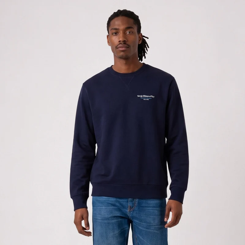 Sweat col rond coton bleu marine foncé Friends & Fun SBPLAY