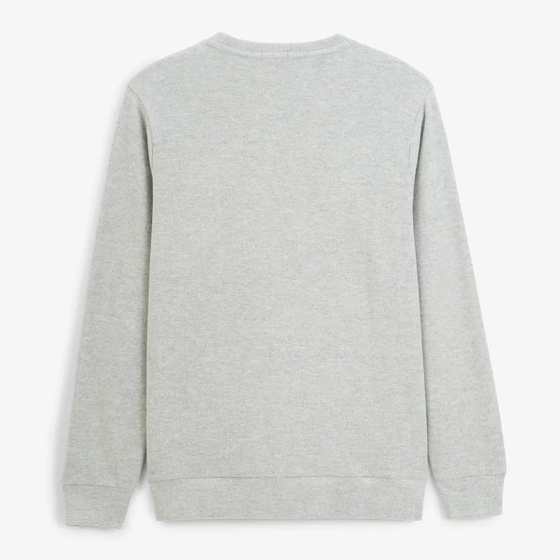 Sweat col rond 100% coton suédé gris chiné