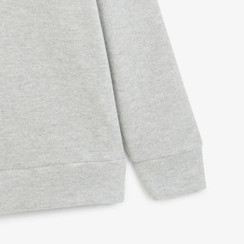 Sweat col rond 100% coton suédé gris chiné