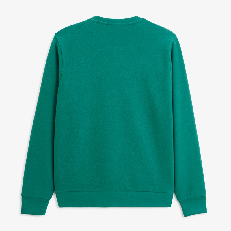 Sweat col rond 100% coton suédé vert