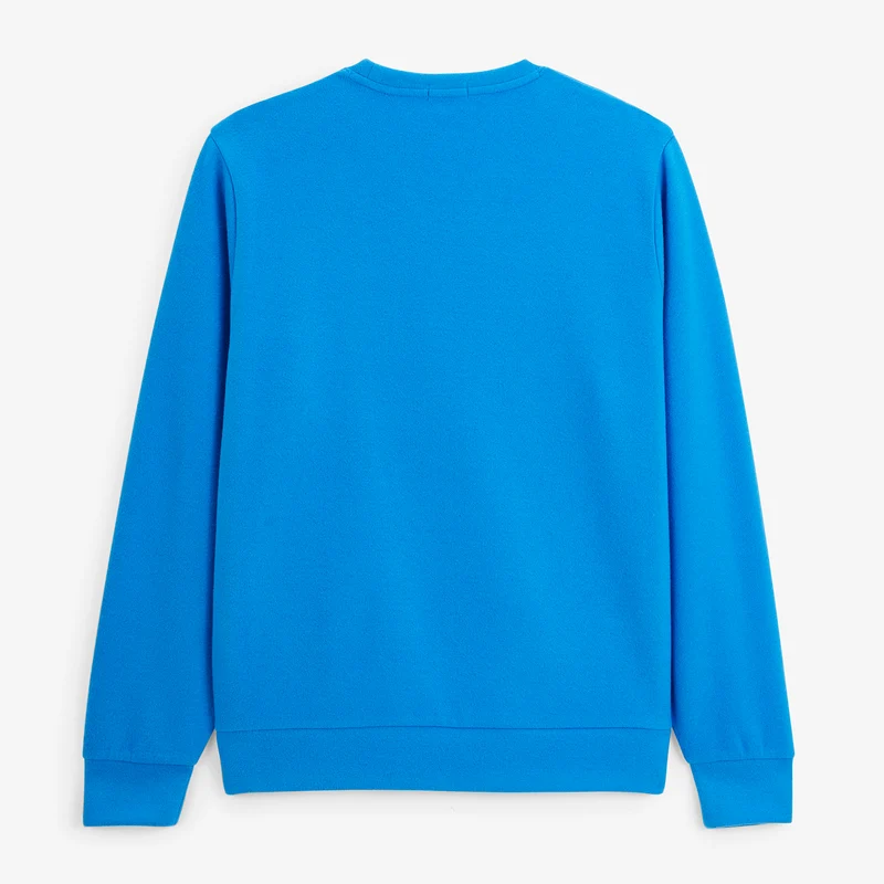 Sweat col rond 100% coton suédé bleu