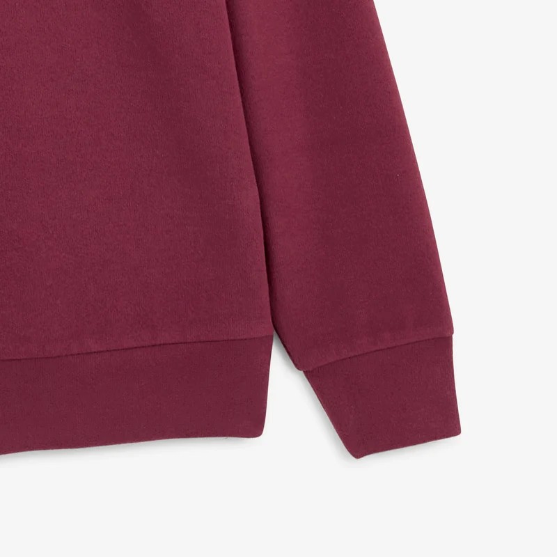 Sweat col rond 100% coton suédé rouge