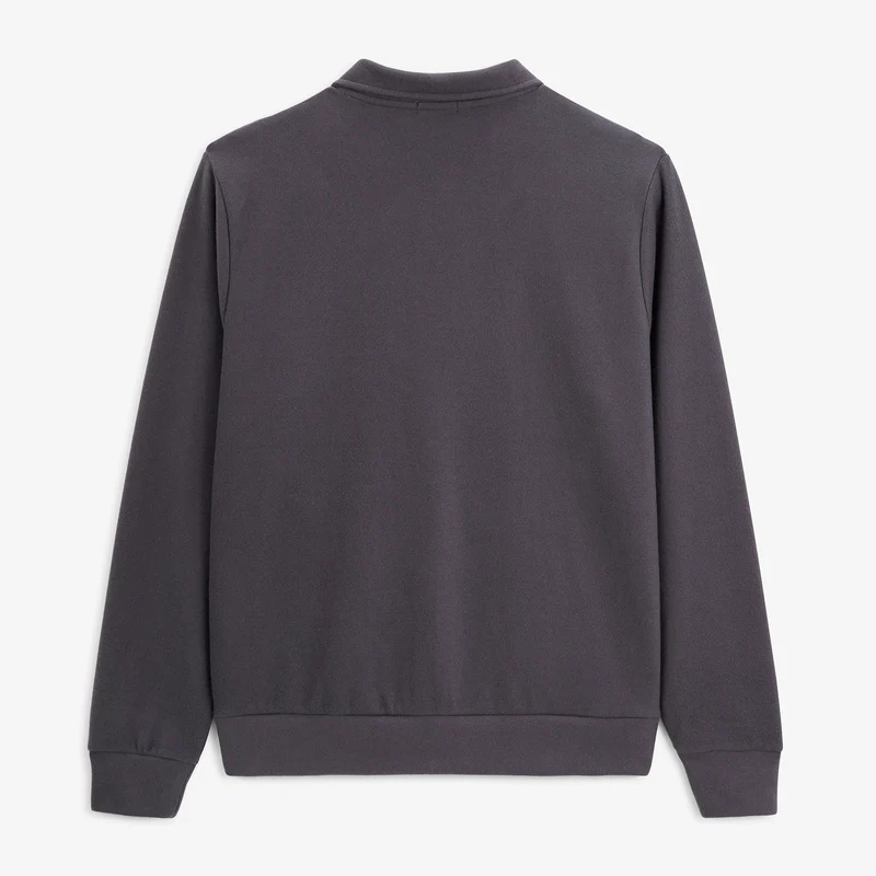 Sweat zippé col chemise gris