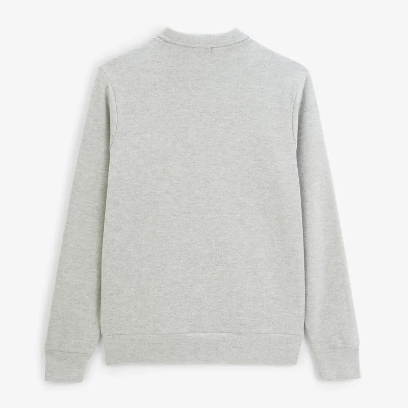 Sweat zippé col chemise gris chiné