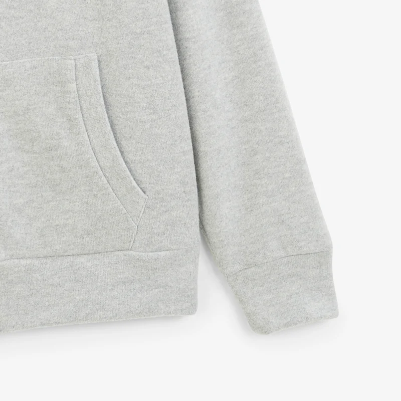 Sweat zippé col chemise gris chiné