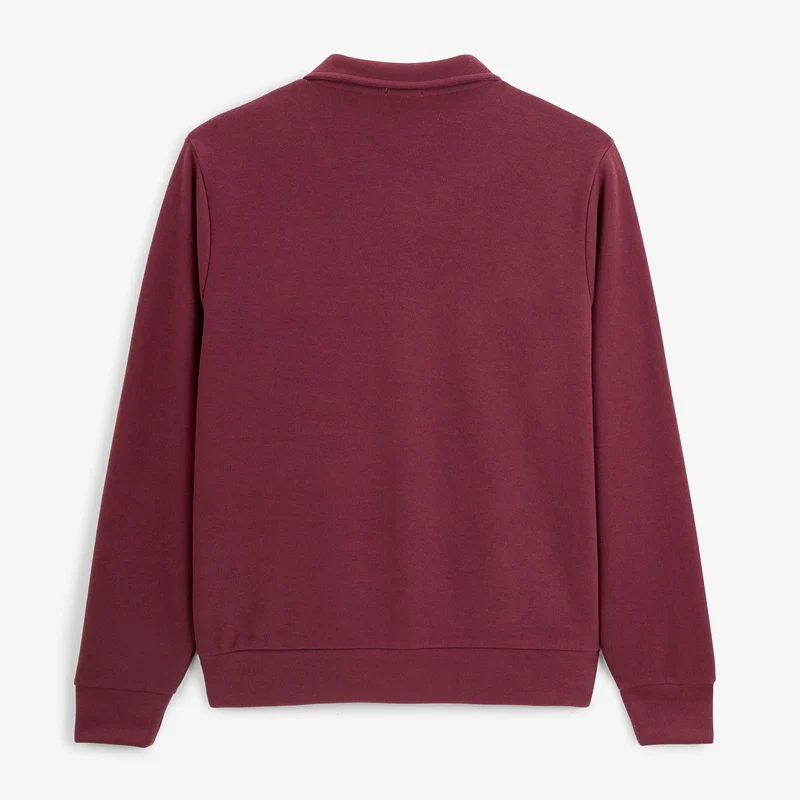 Sweat zippé col chemise rouge