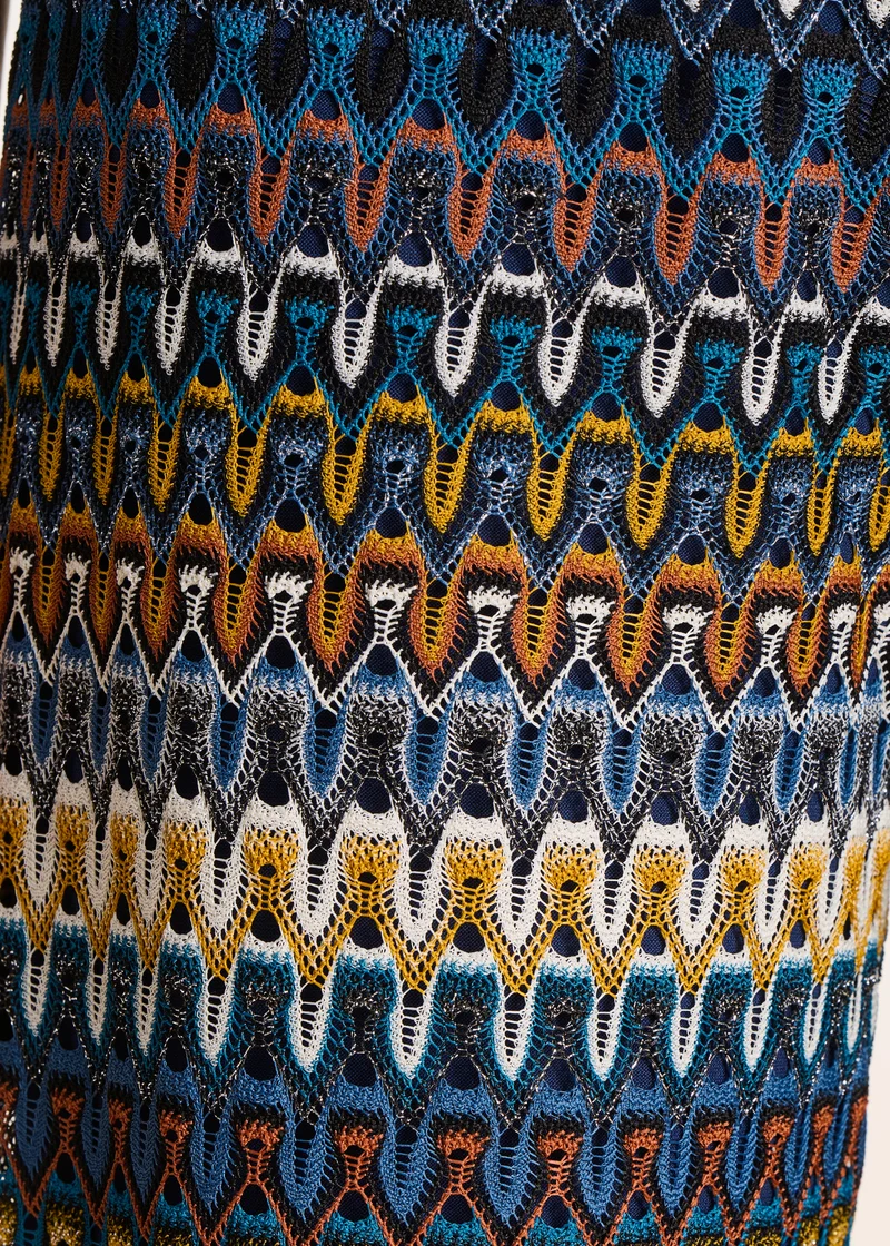 Pantalon 7/8ème ample en crochet bleu