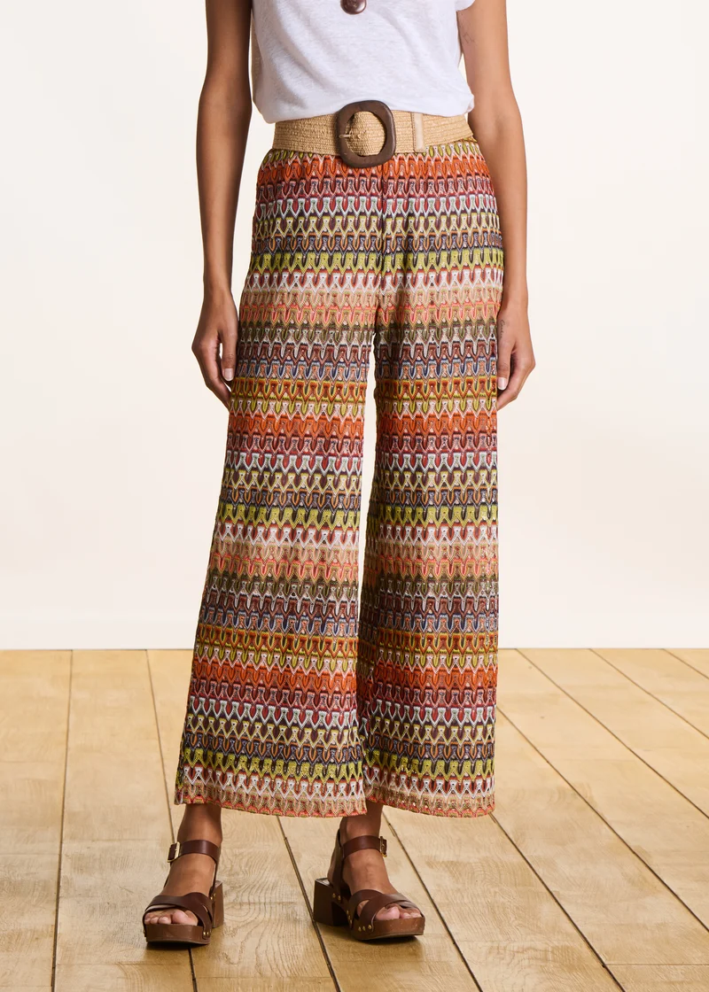 Pantalon 7/8ème ample en crochet orange