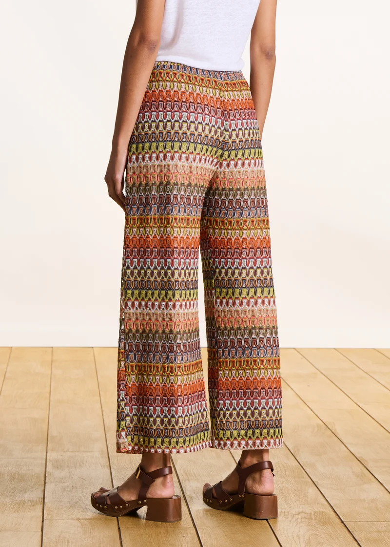 Pantalon 7/8ème ample en crochet orange