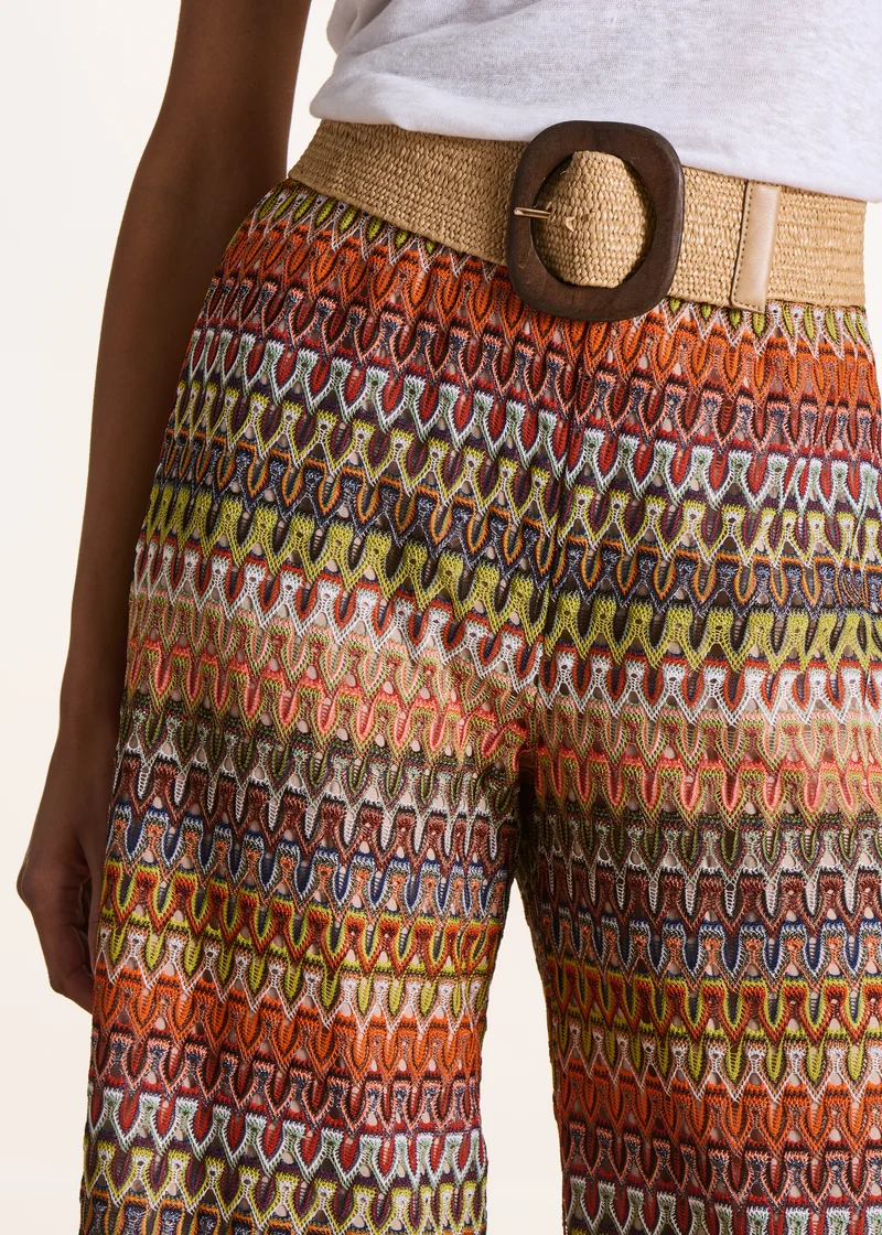 Pantalon 7/8ème ample en crochet orange