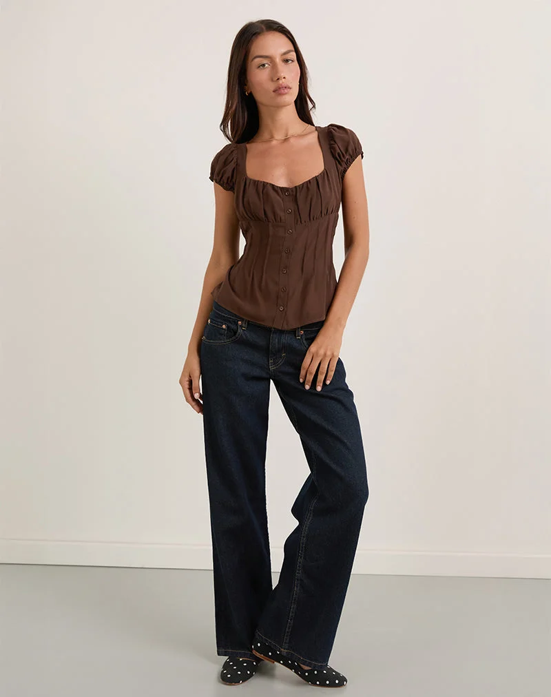 Chemisier Rolina en mousseline de soie, marron