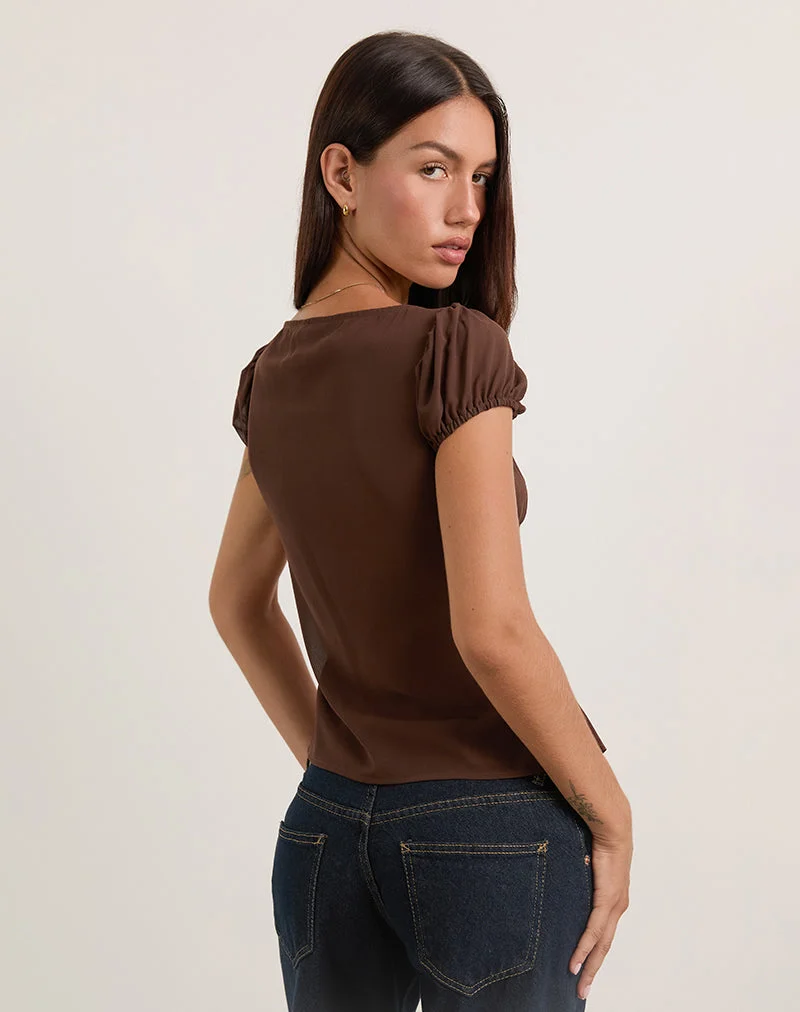 Chemisier Rolina en mousseline de soie, marron