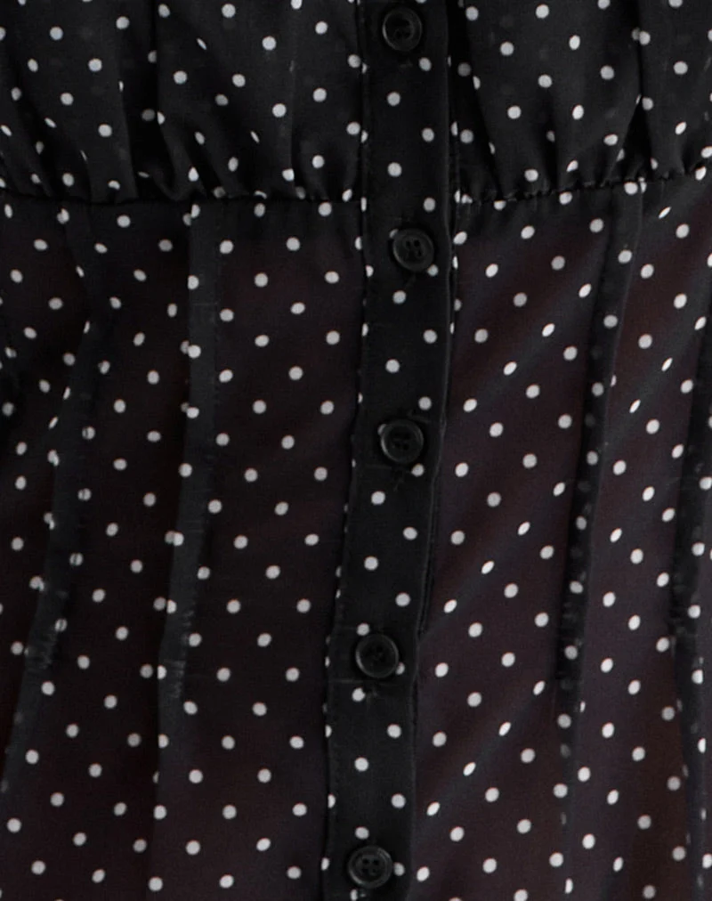 Rolina Blouse in Chiffon Mini Polka Black