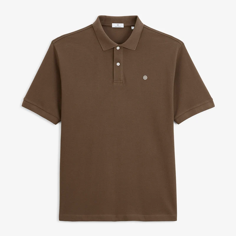 Polo piqué manches courtes 100% coton marron Lucas