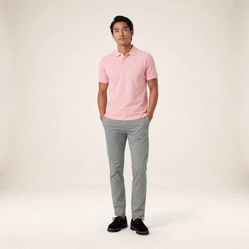 Polo piqué manches courtes 100% coton rose Lucas