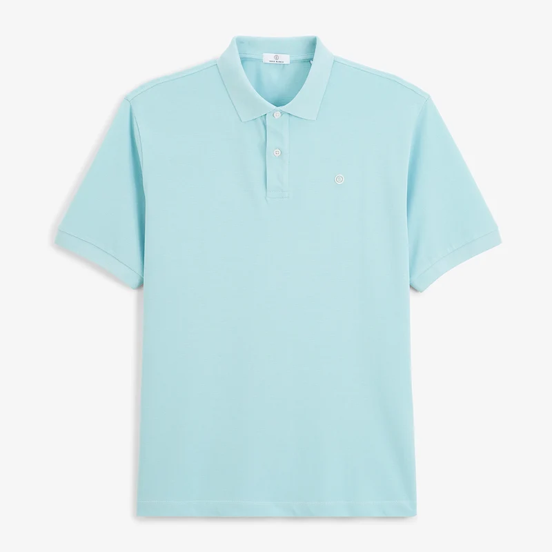 Polo piqué manches courtes 100% coton bleu Lucas