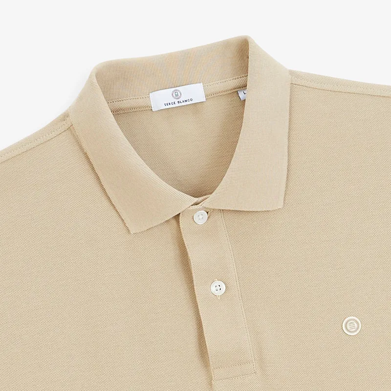 Polo piqué manches courtes 100% coton beige Lucas