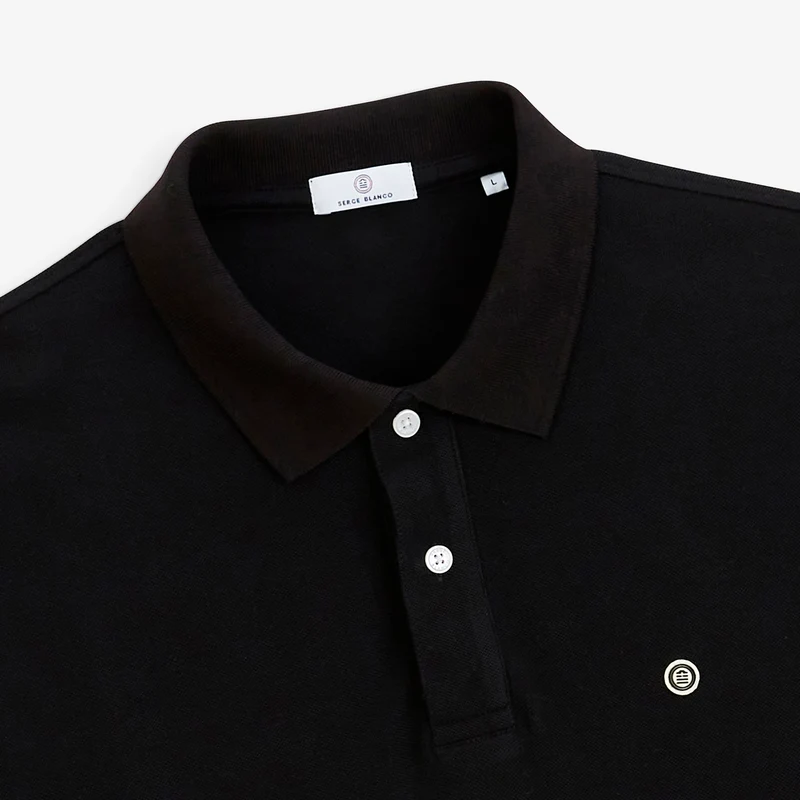 Polo piqué manches courtes 100% coton noir Lucas