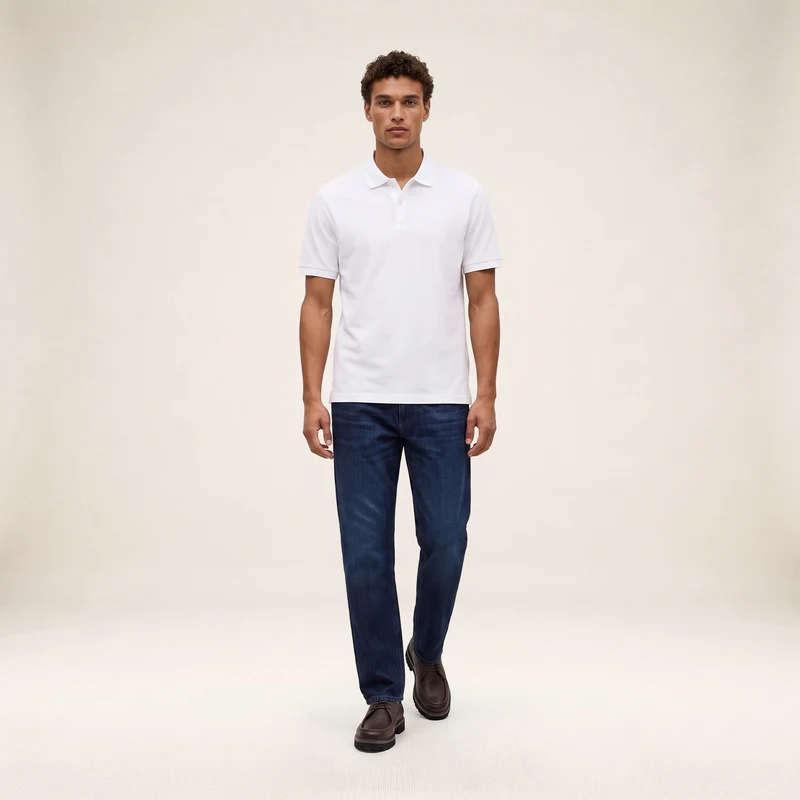 Polo piqué manches courtes 100% coton blanc Lucas