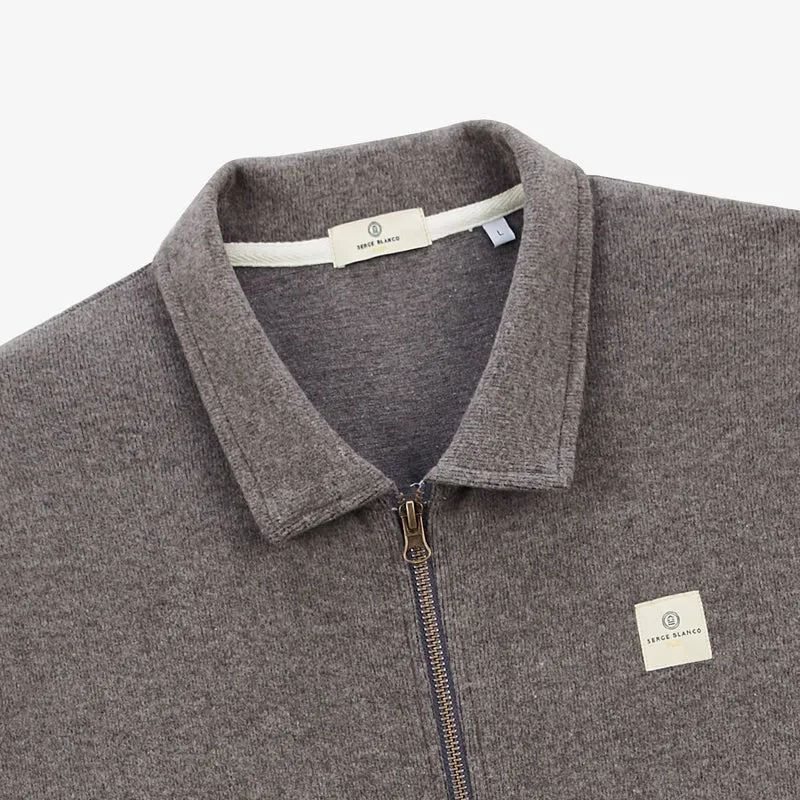 Sweat zippé avec col polo Souleman marron shitake SBPLAY