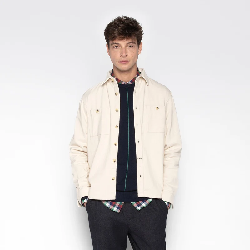 Surchemise en coton twill brossé beige écru Clovis