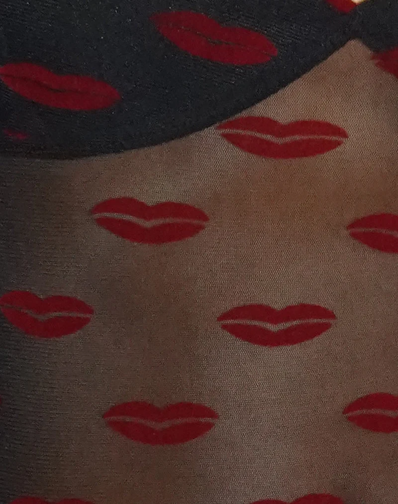 Top Cami Rumaysa, Lips Flock Black