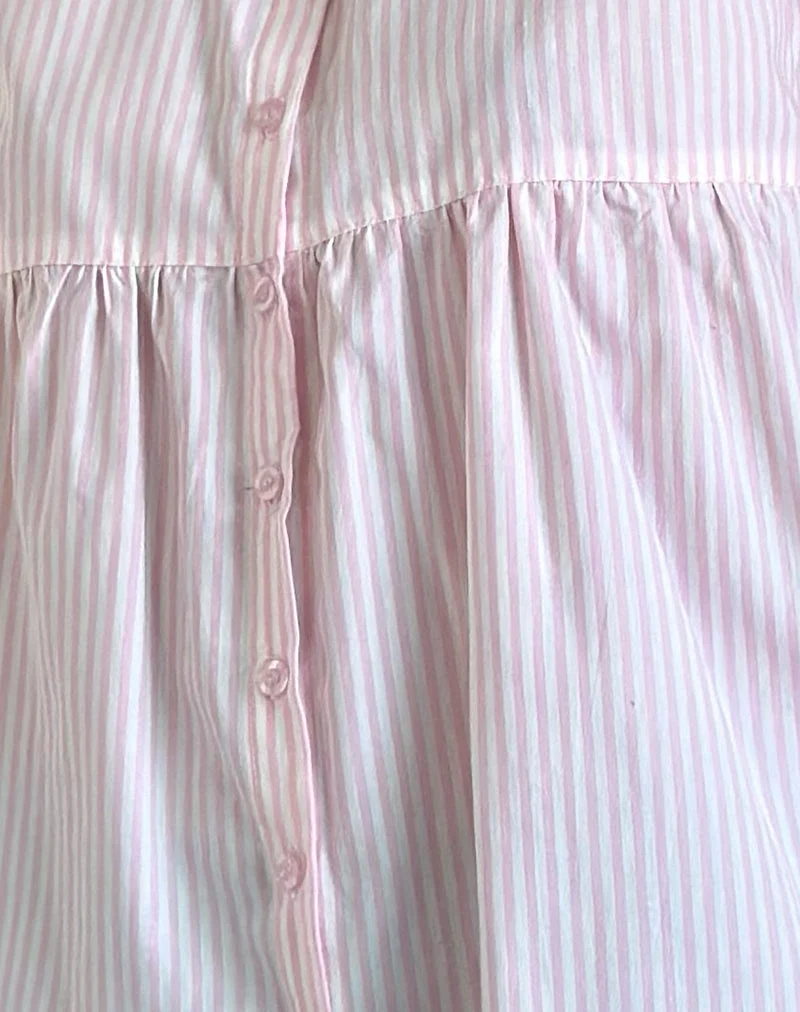 Top Immy à petites rayures verticales rose bonbon