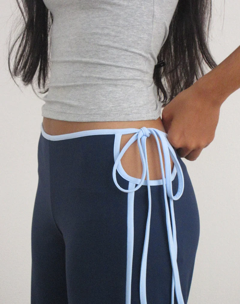 Pantalon Evander bleu marine à rayures bleu clair