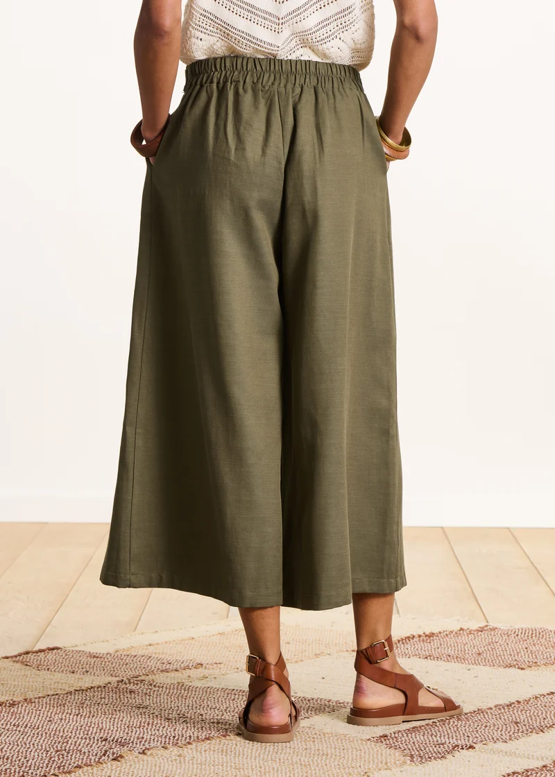 Pantalon kaki large fluide 7/8ème